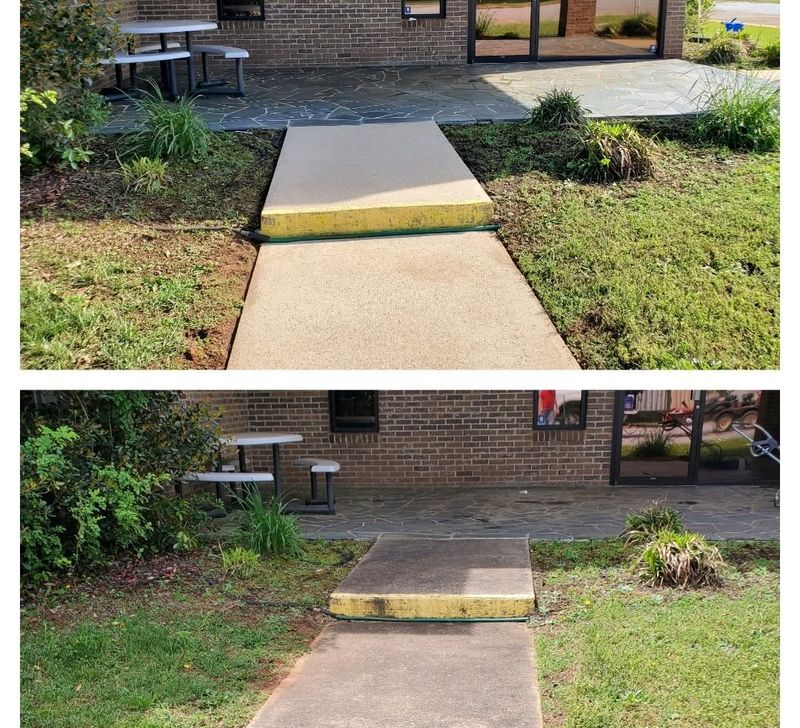 Building walkway, before and after